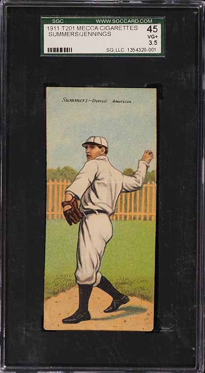 1911 T201 Mecca Double Folders Hughie Jennings SGC 3.5 VG+