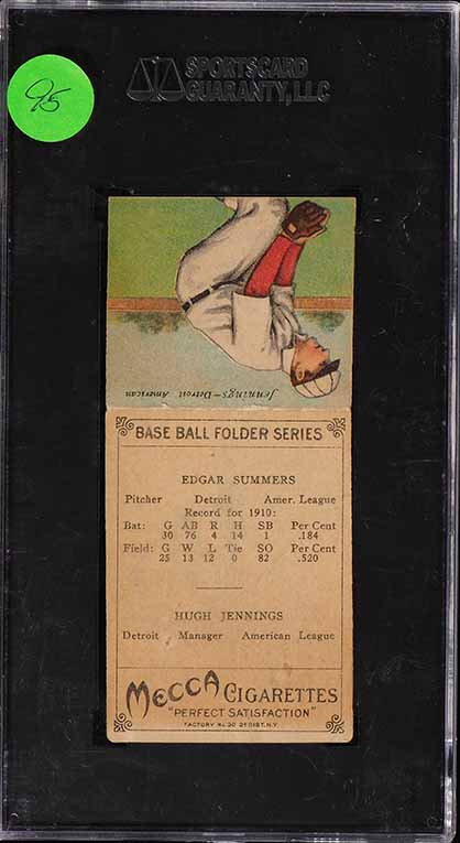 1911 T201 Mecca Double Folders Hughie Jennings SGC 3.5 VG+