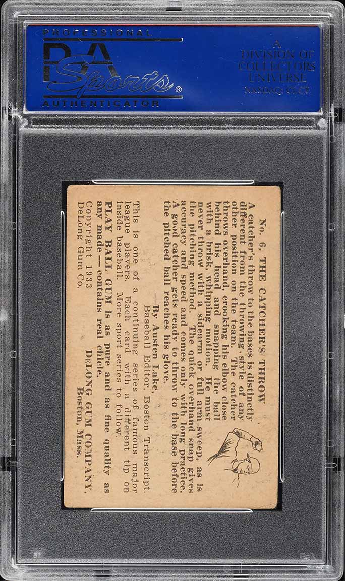 1933 Delong Mickey Cochrane #6 PSA 4 VGEX
