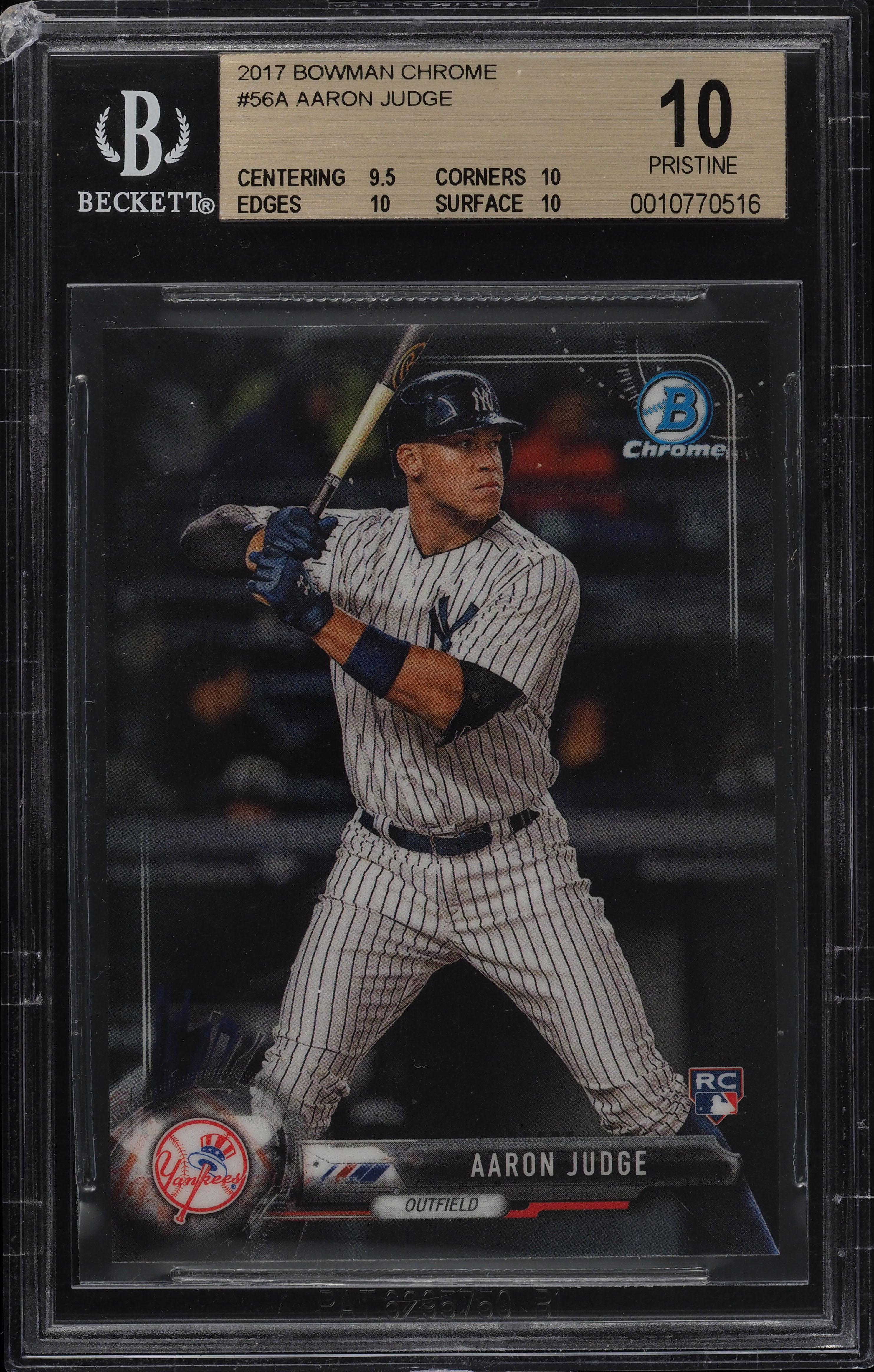 2017 Bowman Chrome Aaron Judge ROOKIE #56A BGS 10 PRISTINE on