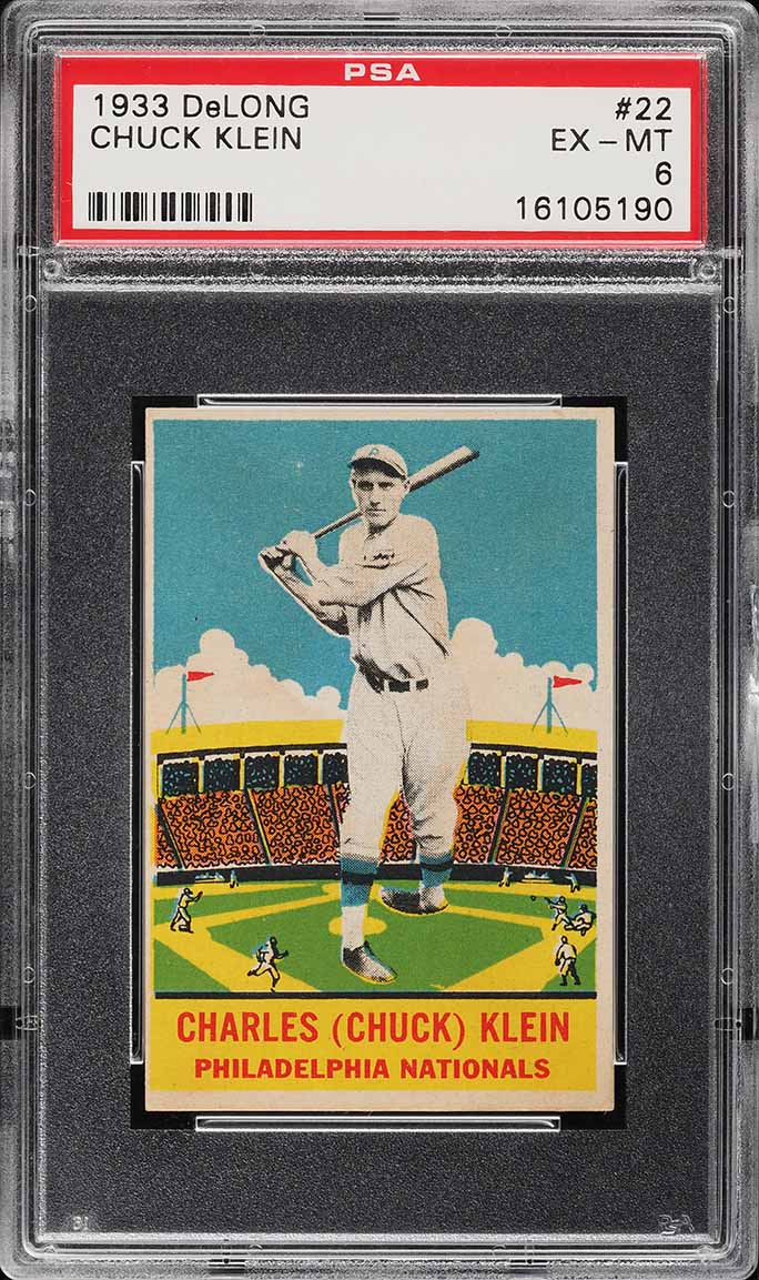 1933 Delong Chuck Klein #22 PSA 6 EXMT
