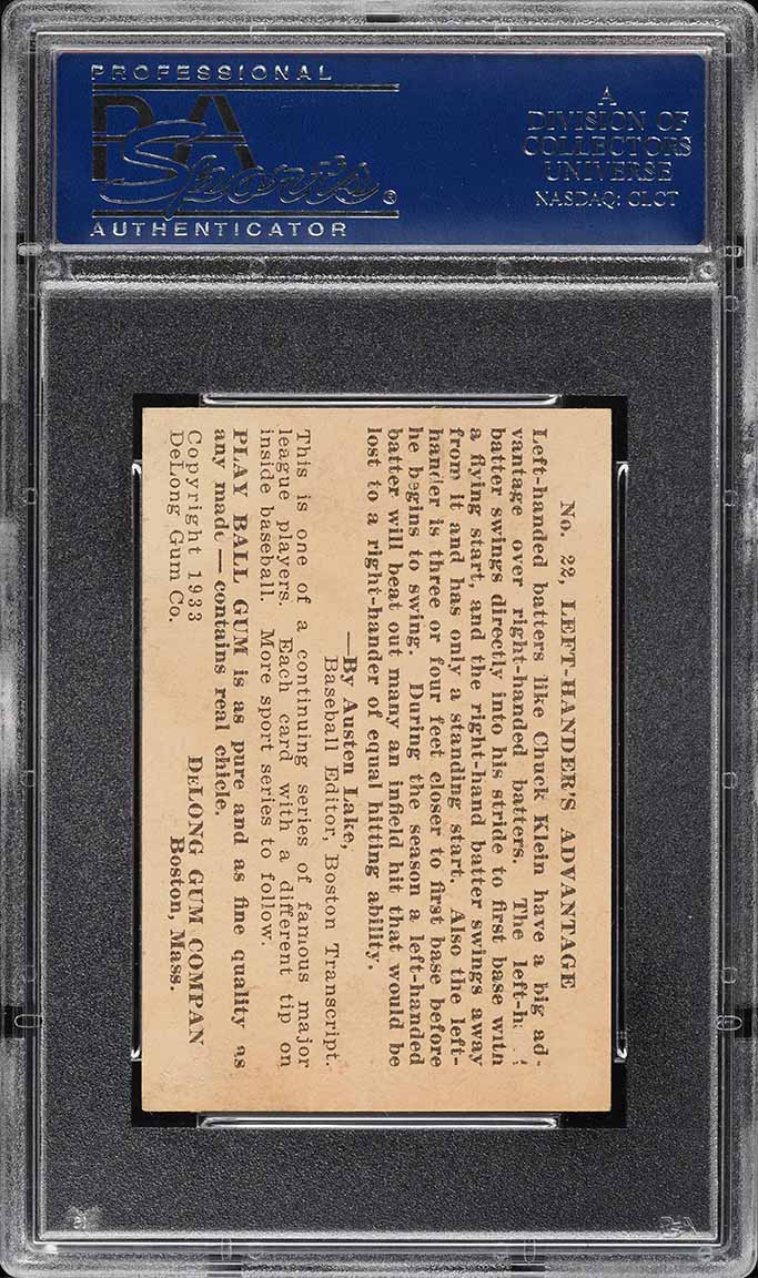 1933 Delong Chuck Klein #22 PSA 6 EXMT