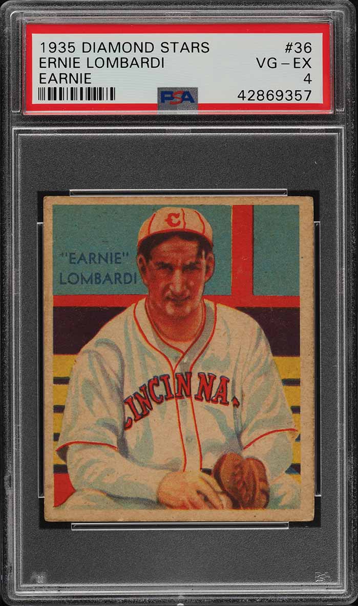 1935 Diamond Stars Ernie (Earnie) Lombardi #36 PSA 4 VG-EX