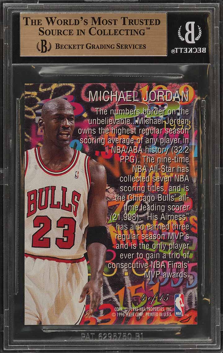 1995 Flair Hot Numbers Michael Jordan #4 BGS 10 PRISTINE