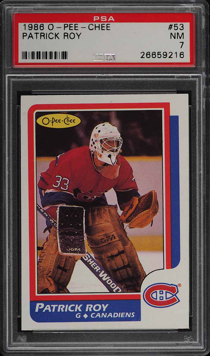 1986 O-Pee-Chee Hockey Patrick Roy ROOKIE #53 PSA 7 NRMT