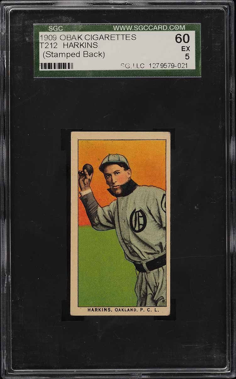 1910 T212 Obak Harkins STAMPED BACK SGC 5 EX