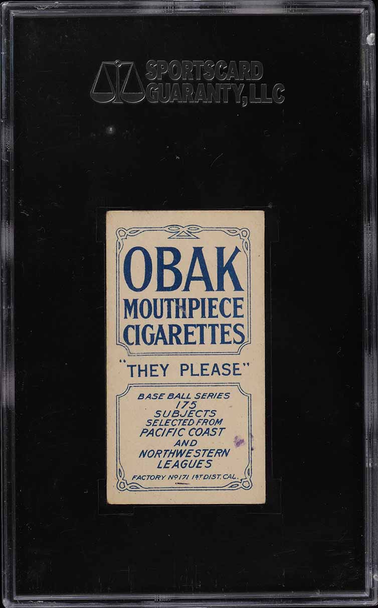 1910 T212 Obak Harkins STAMPED BACK SGC 5 EX