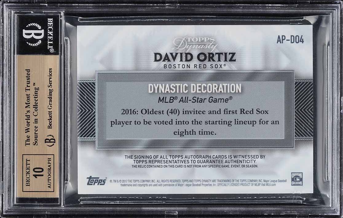 2017 Topps Dynasty David Ortiz PATCH AUTO /10 #AP-DO4 BGS 9.5 GEM MINT