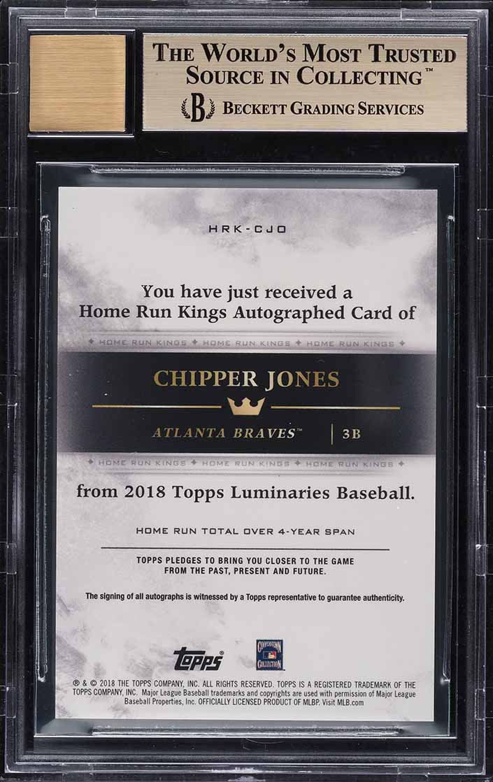 2018 Topps Luminaries Home Run Kings Chipper Jones AUTO /15 BGS 9.5 GEM MINT