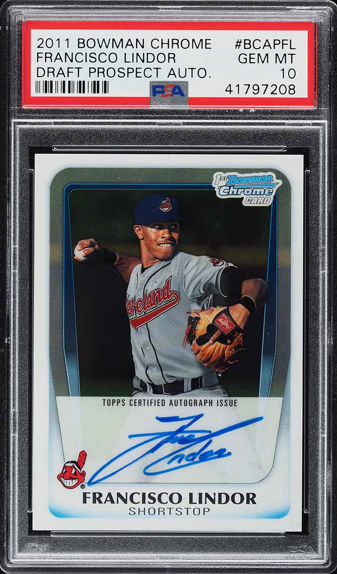 2011 Bowman Chrome Draft Francisco Lindor ROOKIE AUTO #BCAPFL PSA 10 GEM MINT