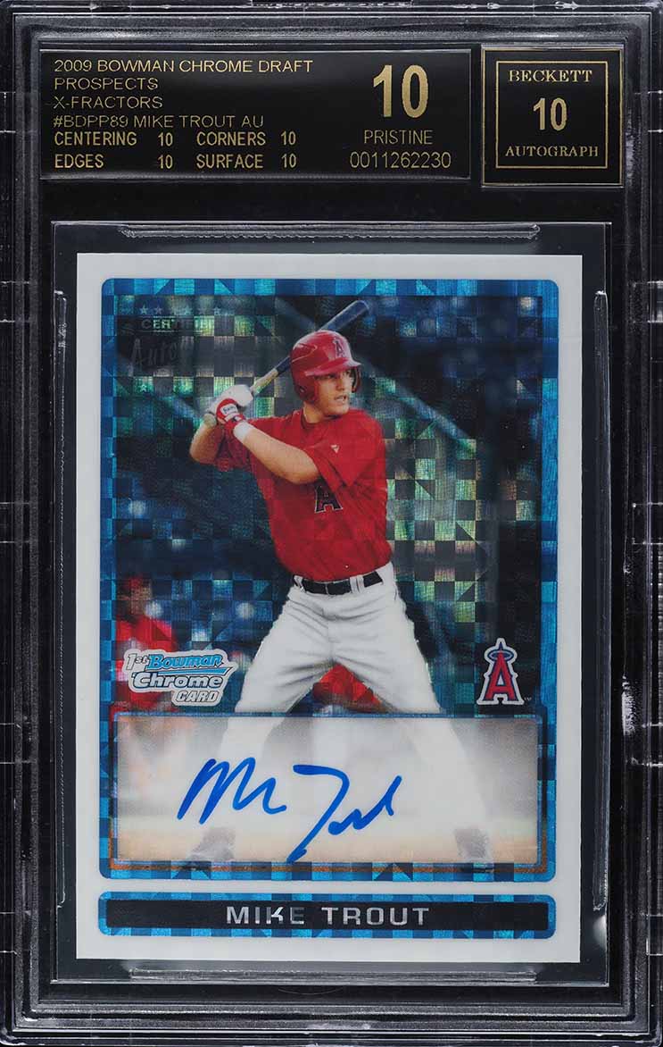 2009 Bowman Chrome Xfractor Mike Trout ROOKIE AUTO /225 BGS 10 BLACK LABEL