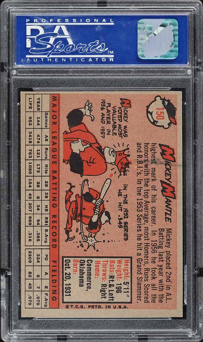 1958 Topps Mickey Mantle #150 PSA 7 NRMT