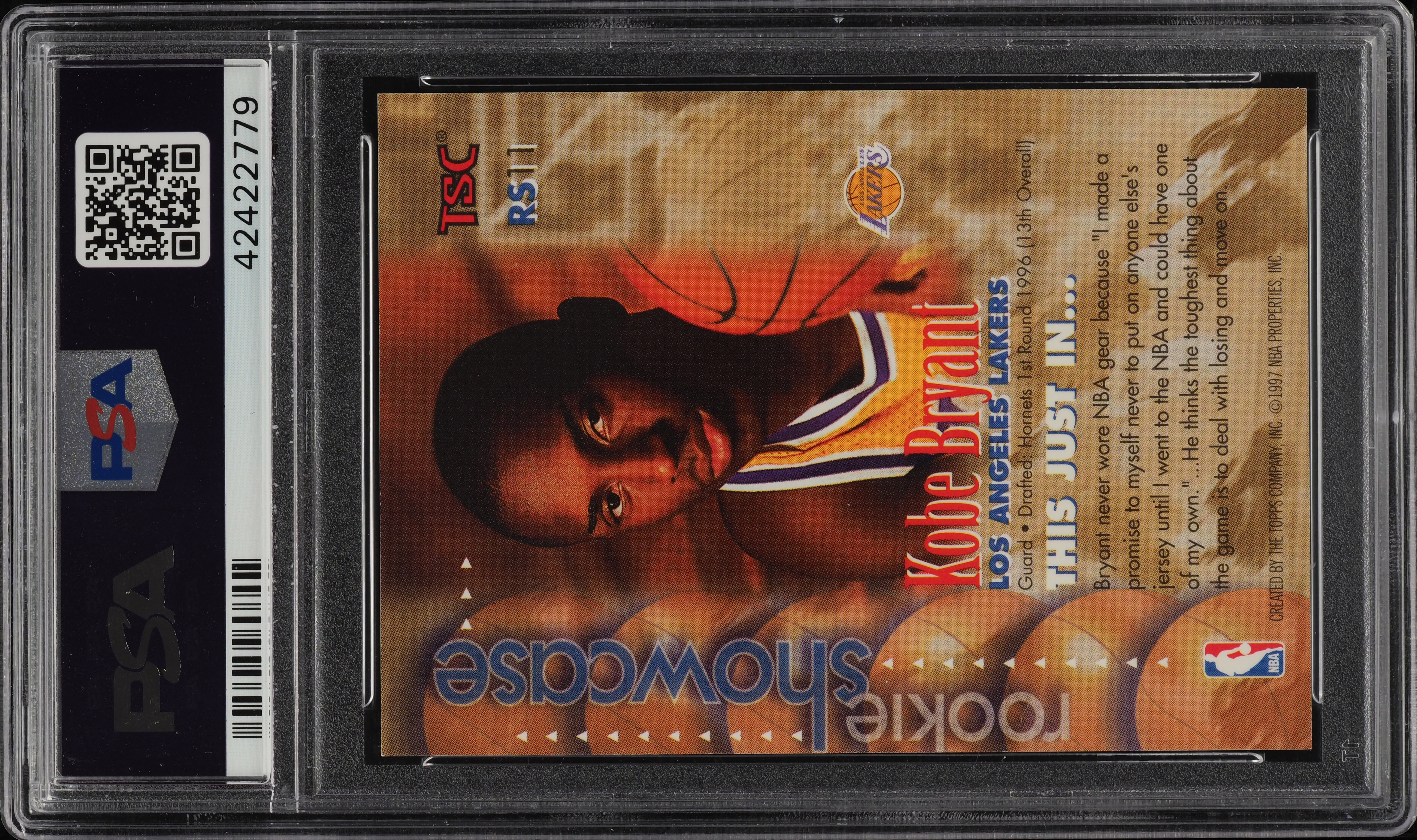 1996 Stadium Club Showcase Kobe Bryant ROOKIE RC #RS11 PSA 9 MINT 
