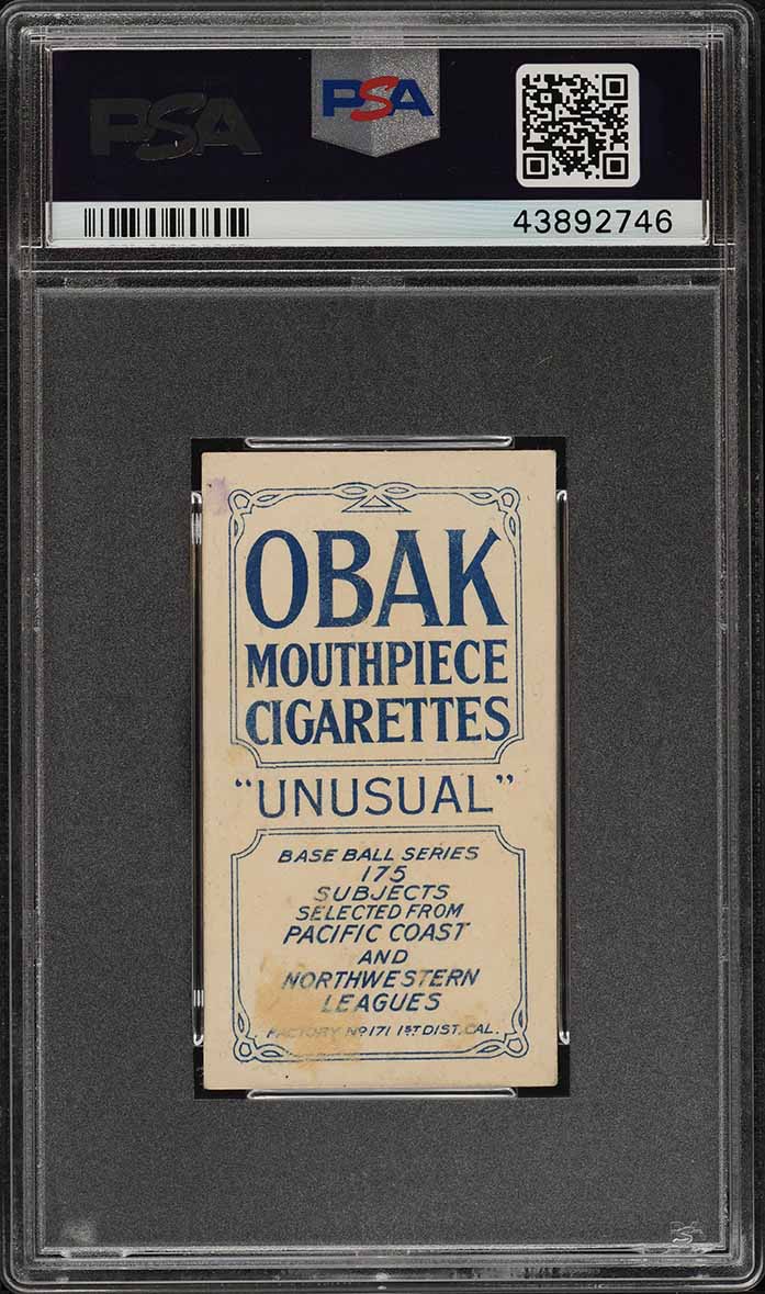 1910 T212 Obak Hogan 175 SUBJECTS (OAKLAND) PSA 2 GD