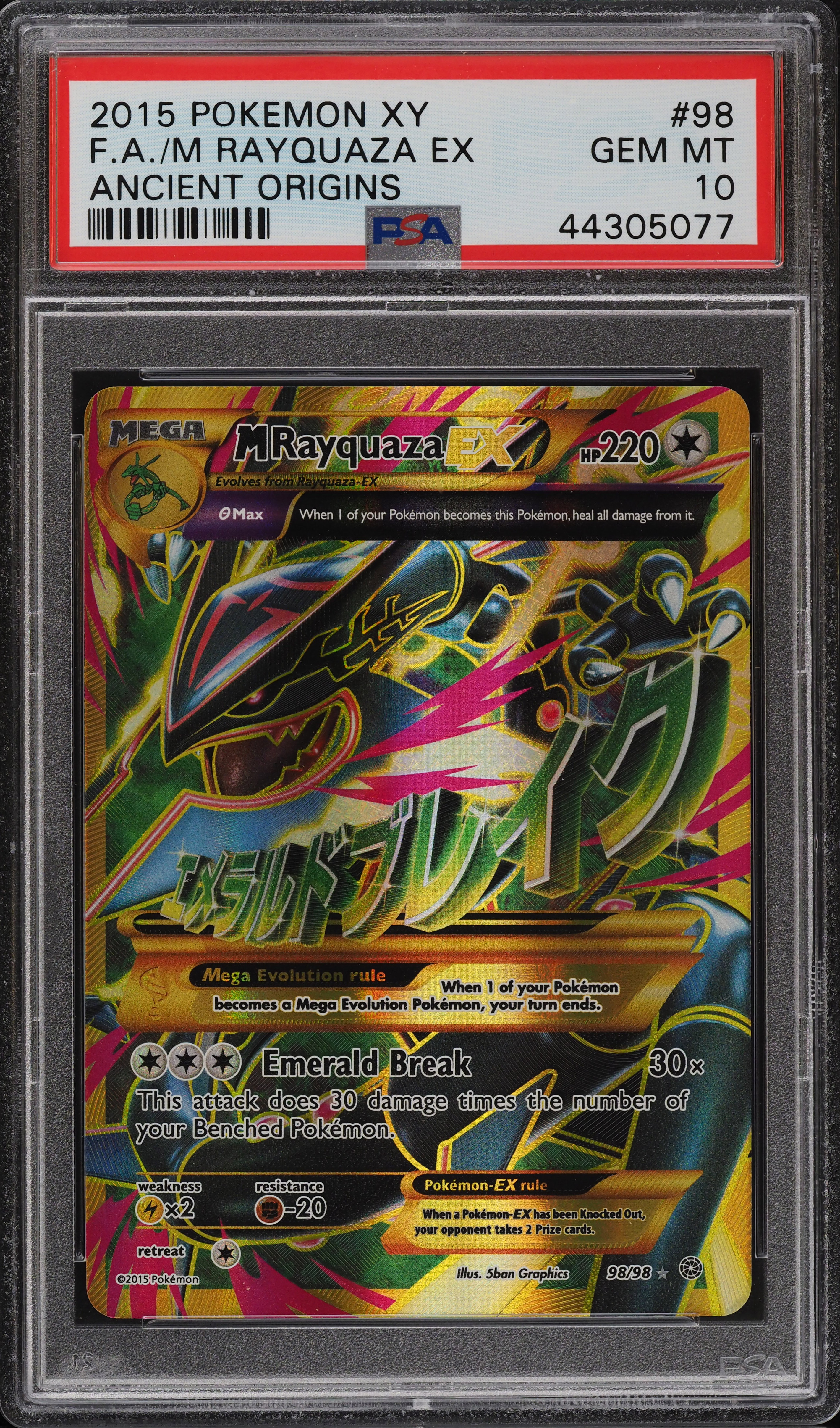 2015 Pokemon Xy Ancient Origins F.a./m Rayquaza Ex #98 PSA 10 GEM