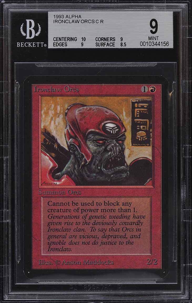 1993 Magic The Gathering MTG Alpha Ironclaw Orcs C R BGS 9 MINT