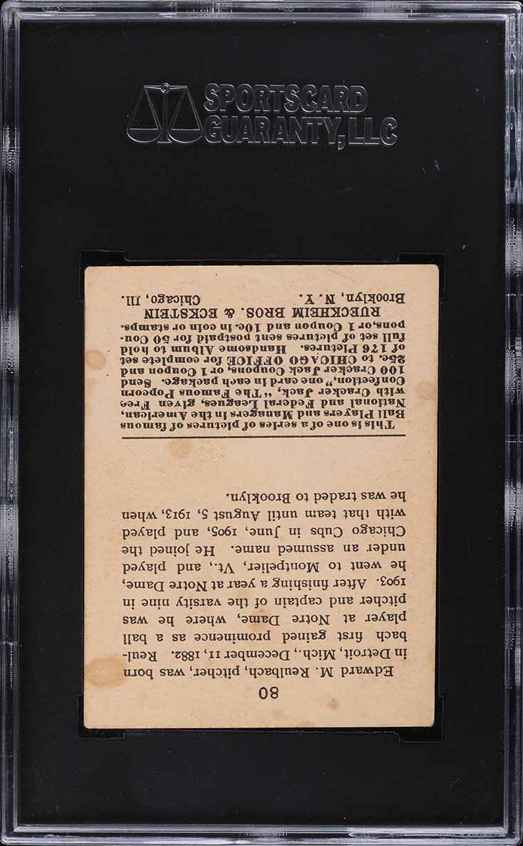 1915 Cracker Jack Edward Reulbach #80 SGC 5 EX