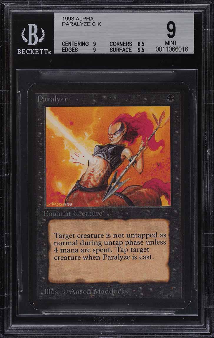 1993 Magic The Gathering MTG Alpha Paralyze C K BGS 9 MINT