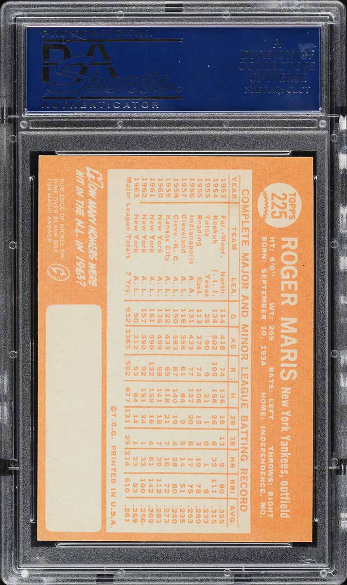 1964 Topps Roger Maris #225 PSA 8 NM-MT