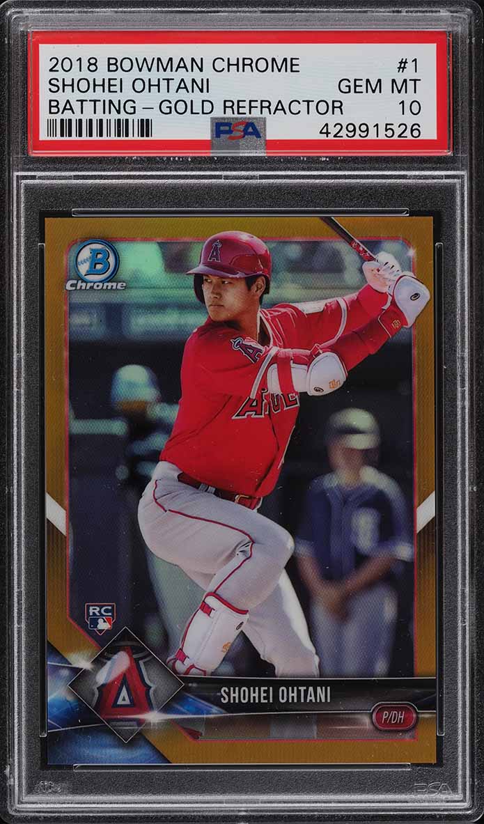 2018 Bowman Chrome Gold Refractor Shohei Ohtani ROOKIE RC /50 #1 PSA 10