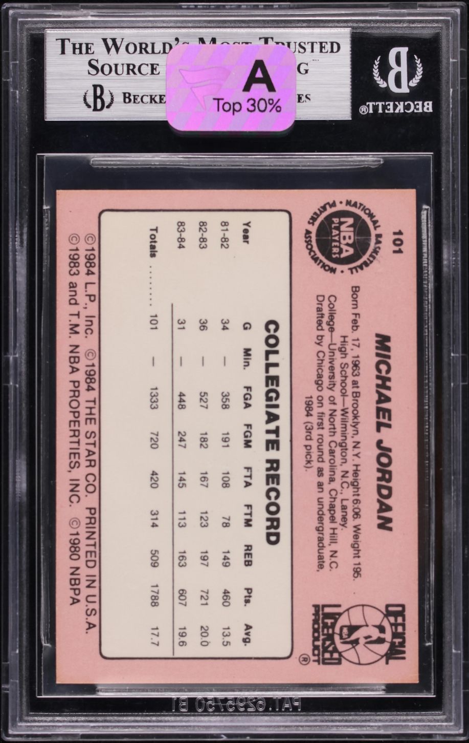 1984-85 Star Basketball Michael Jordan ROOKIE #101 BGS 8.5 NM-MT+