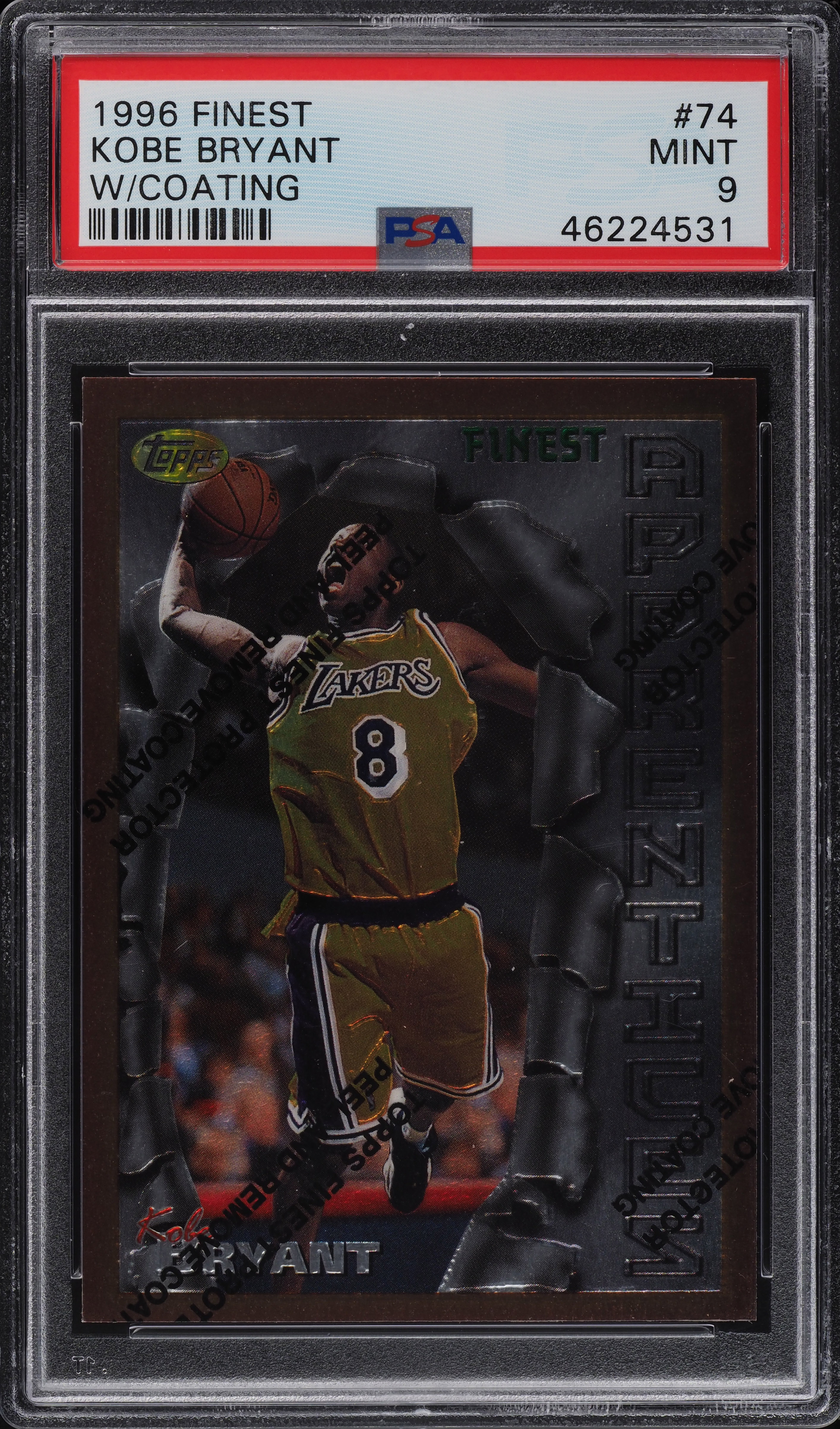 1996 Finest w/ Coating Kobe Bryant ROOKIE #74 PSA 9 MINT on