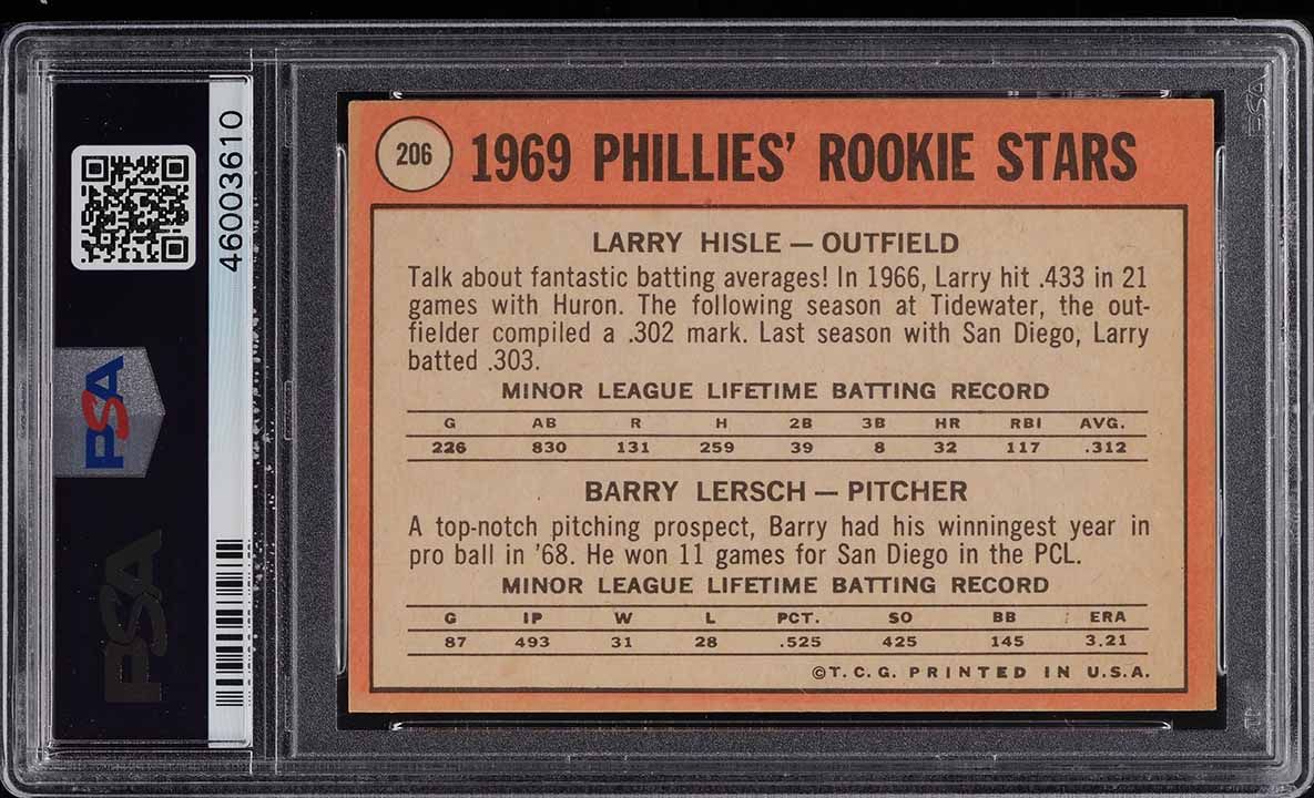 1969 Topps Phillies Rookies #206 PSA 7 NRMT