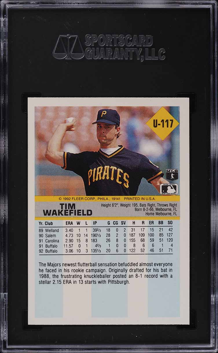 1992 Fleer Update Tim Wakefield ROOKIE #U-117 SGC 8.5 NM-MT+
