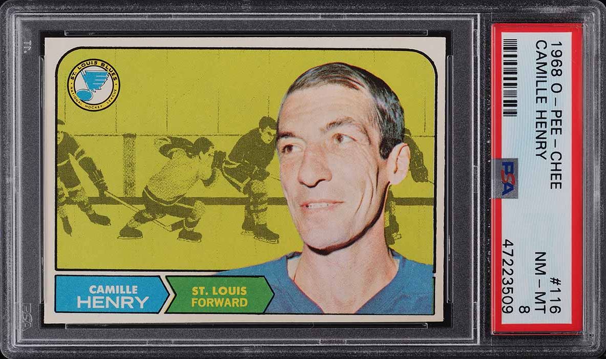 1968 O-Pee-Chee Hockey Camille Henry #116 PSA 8 NM-MT