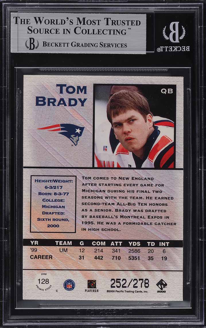 2000 Pacific Private Stock Tom Brady ROOKIE RC /278 #128 BGS 9 MINT