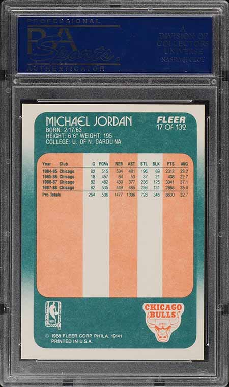 1988 Fleer Basketball Michael Jordan #17 PSA 9 MINT