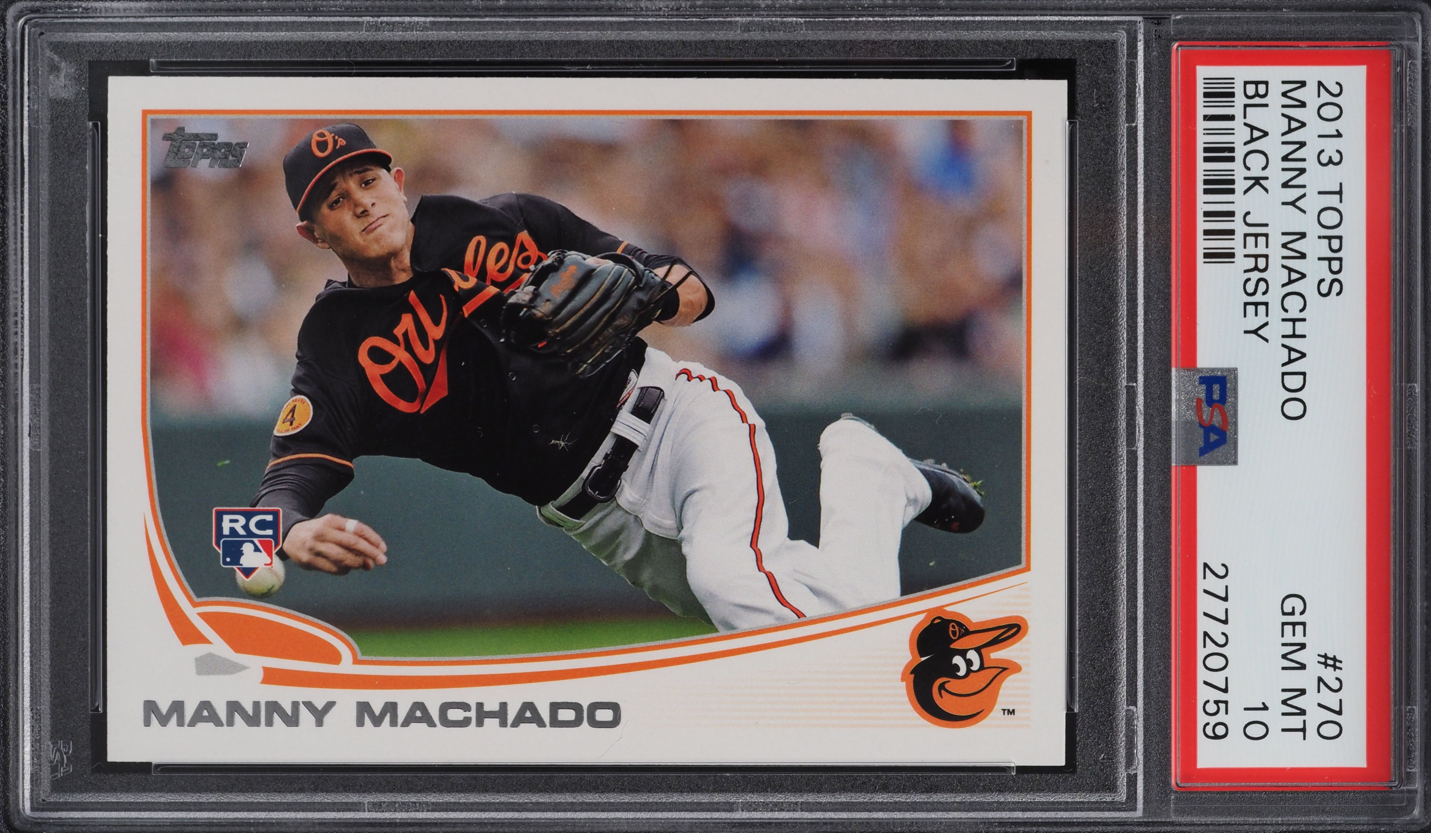 2013 Topps Black Jersey Manny Machado ROOKIE RC #270 PSA 10 GEM