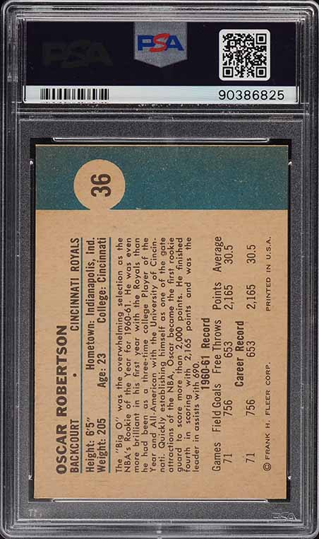 1961 Fleer Basketball Oscar Robertson ROOKIE #36 PSA 9 MINT