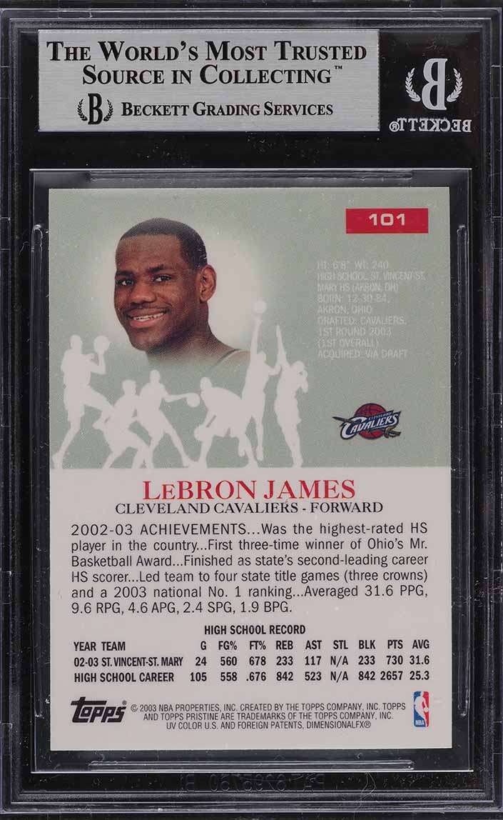 2003 Topps Pristine LeBron James ROOKIE RC #101 BGS 9 MINT