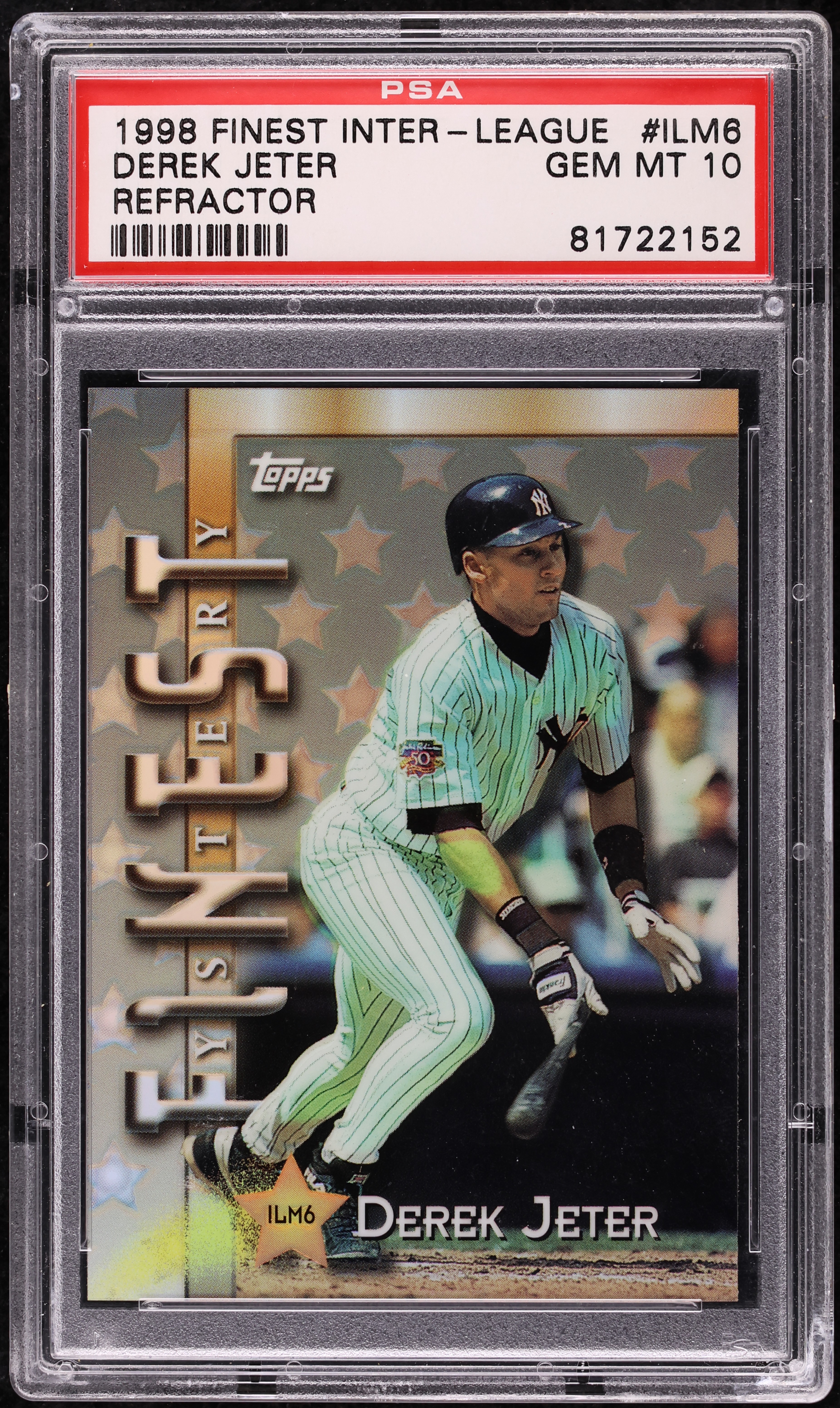 1998 Topps Inter-League Mystery Finest Refractor Derek Jeter PSA