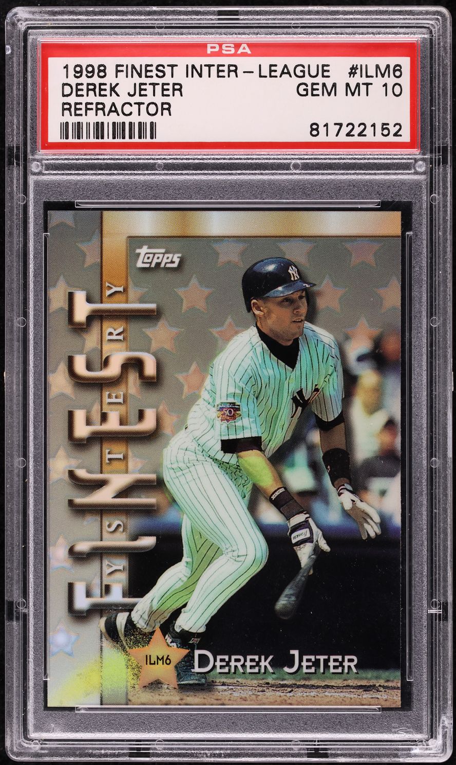 1998 Topps Inter-League Mystery Finest Refractor Derek Jeter PSA