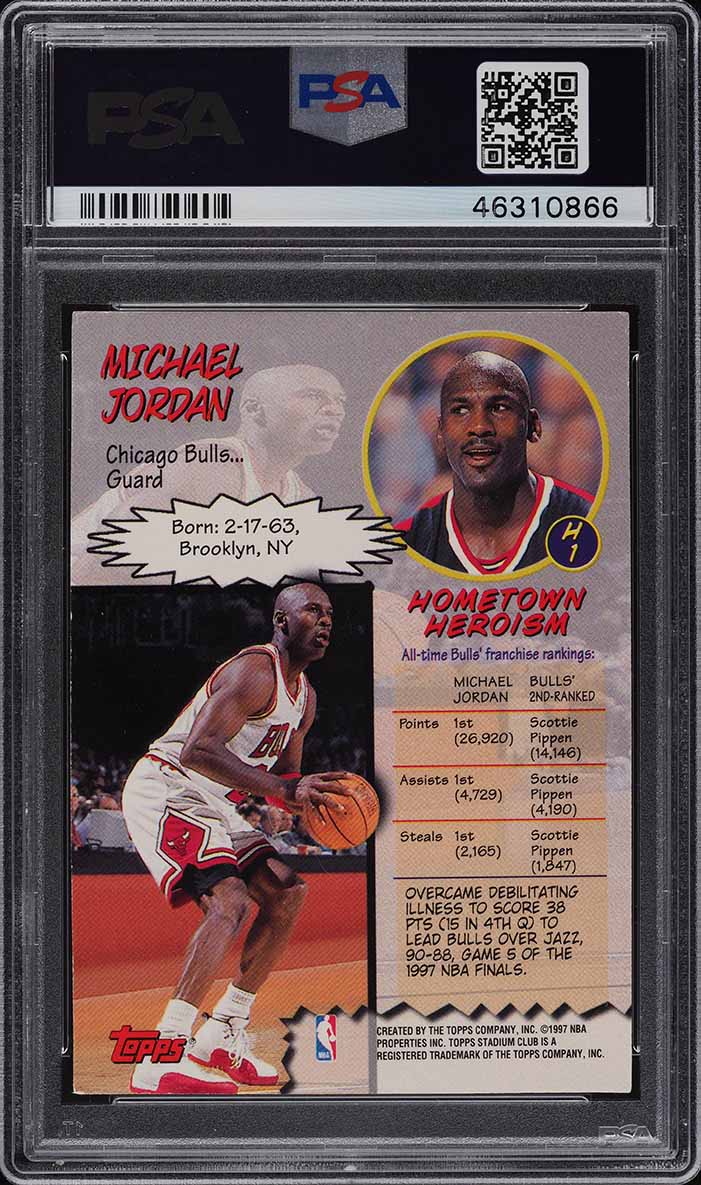 1997 Stadium Club Hardcourt Heroics Michael Jordan #H1 PSA 8 NM-MT