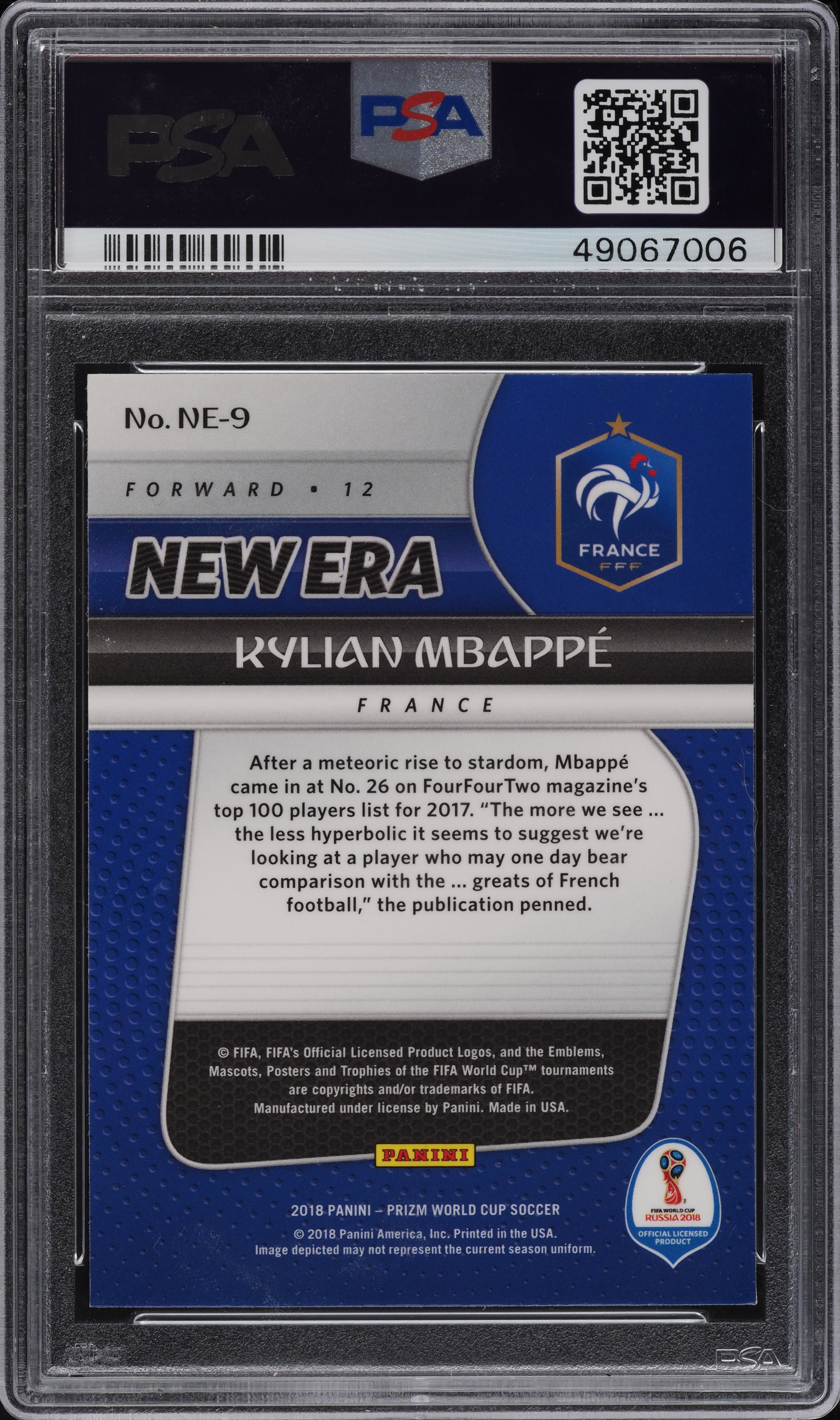 2018 Panini Prizm World Cup New Era Kylian Mbappe ROOKIE RC #NE-9
