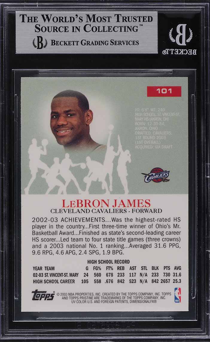 2003 Topps Pristine LeBron James ROOKIE RC #101 BGS 9 MINT