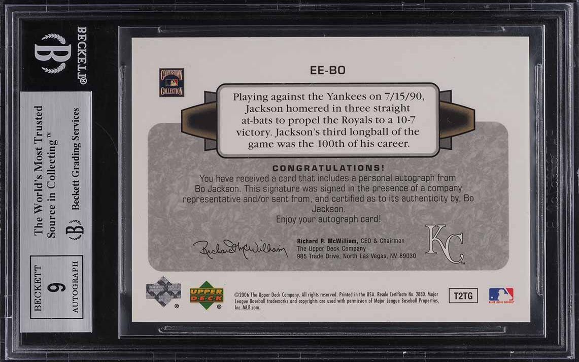 2006 Upper Deck Epic Endorsements Bo Jackson AUTO /30 #BO BGS 9