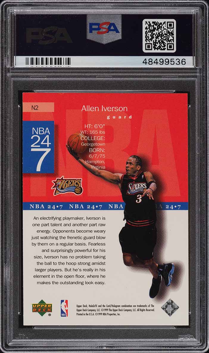 1999 Upper Deck HoloGrFx NBA 24/7 Allen Iverson #N2 PSA 10 GEM MINT