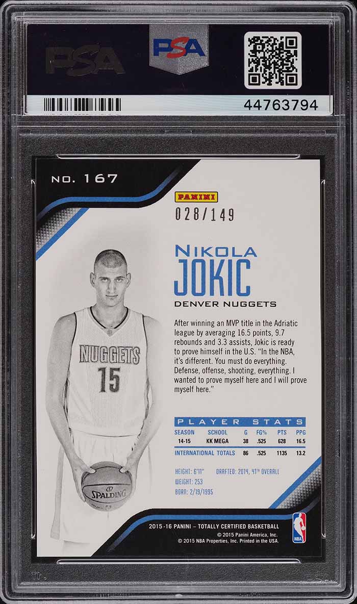 2015 Panini Totally Certified Mirror Red Nikola Jokic ROOKIE RC