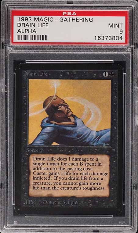 1993 Magic The Gathering MTG Alpha Drain Life C K PSA 9 MINT on