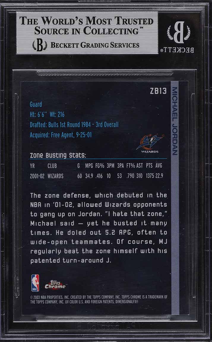 2002 Topps Chrome Zone Busters Michael Jordan #ZB13 BGS 9 MINT