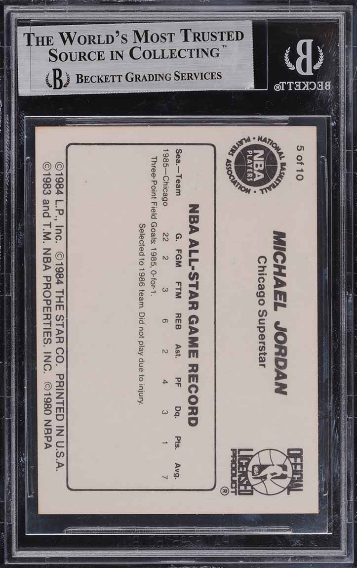 1986 Star MJ Michael Jordan ROOKIE #5 BGS 8.5 NM-MT+