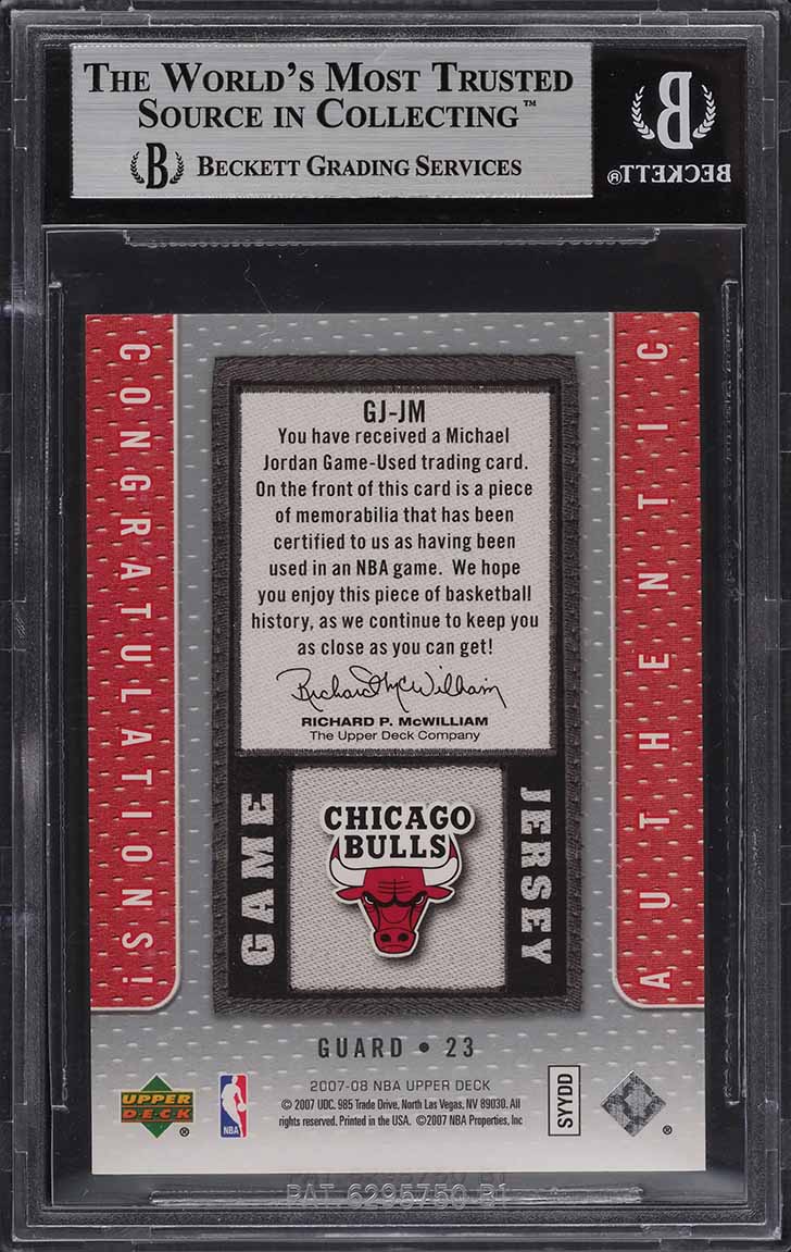 2007 Upper Deck Game Jersey Michael Jordan PATCH #GJ-JM BGS 9 MINT