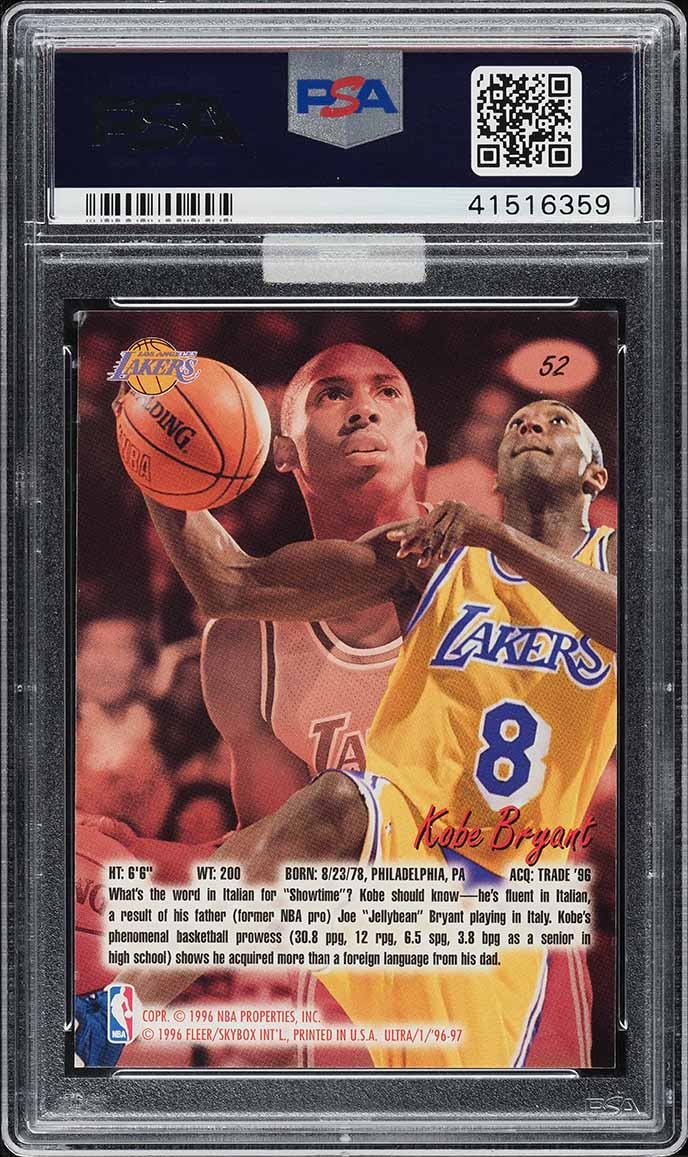 1996 Ultra Basketball Kobe Bryant ROOKIE #52 MBA PSA 10 GEM MINT