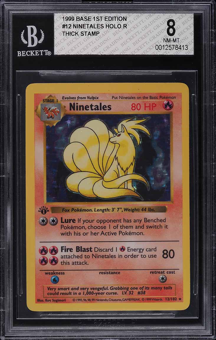 1999 Pokemon Base Set 1st Edition Thick Stamp Holo Ninetales #12 BGS 8  NM-MT on Fanatics Collect