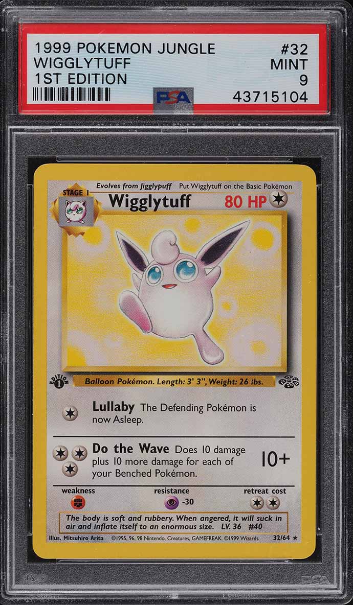 1999 Pokemon Jungle 1st Edition Wigglytuff #32 PSA 9 MINT on