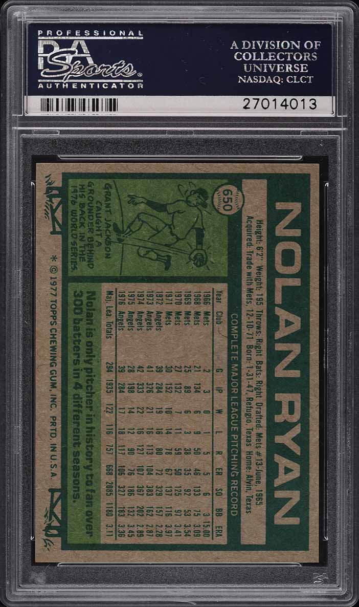 1977 Topps Nolan Ryan #650 PSA 9 MINT